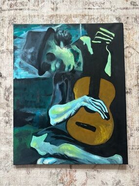 Hand-painted Picasso-like wall art on canvas